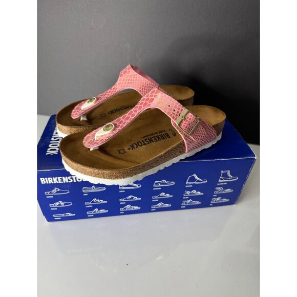 NEW Birkenstock Gizeh Thong Sandals Shiny Snake Rose Size US 4 EU 35 - Picture 3 of 7